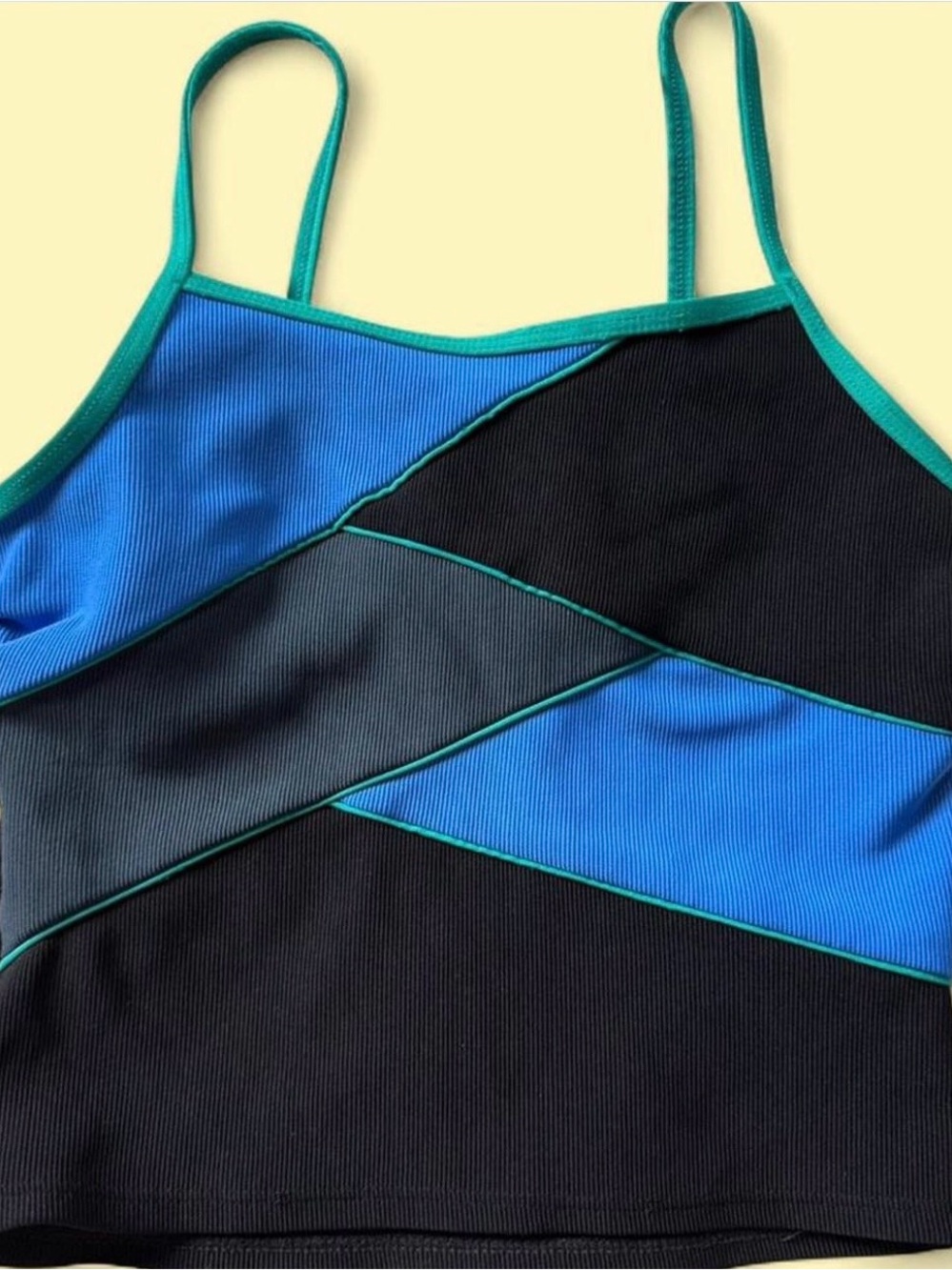 Women’s Colorblock Swim Tank Y2K - Black & Blue